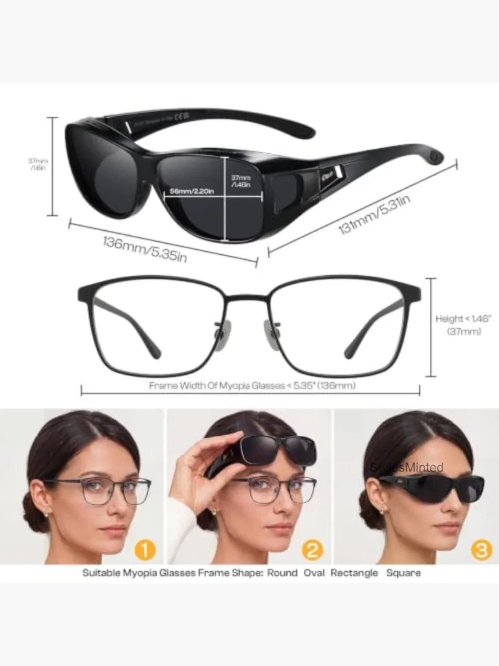 Polarized Wraparound Fitover Sunglasses UV Protection Unisex
